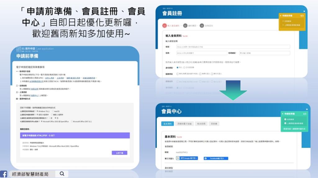 智慧局電子申請相關服務網頁自即日起更新，歡迎舊雨新知多加利用！