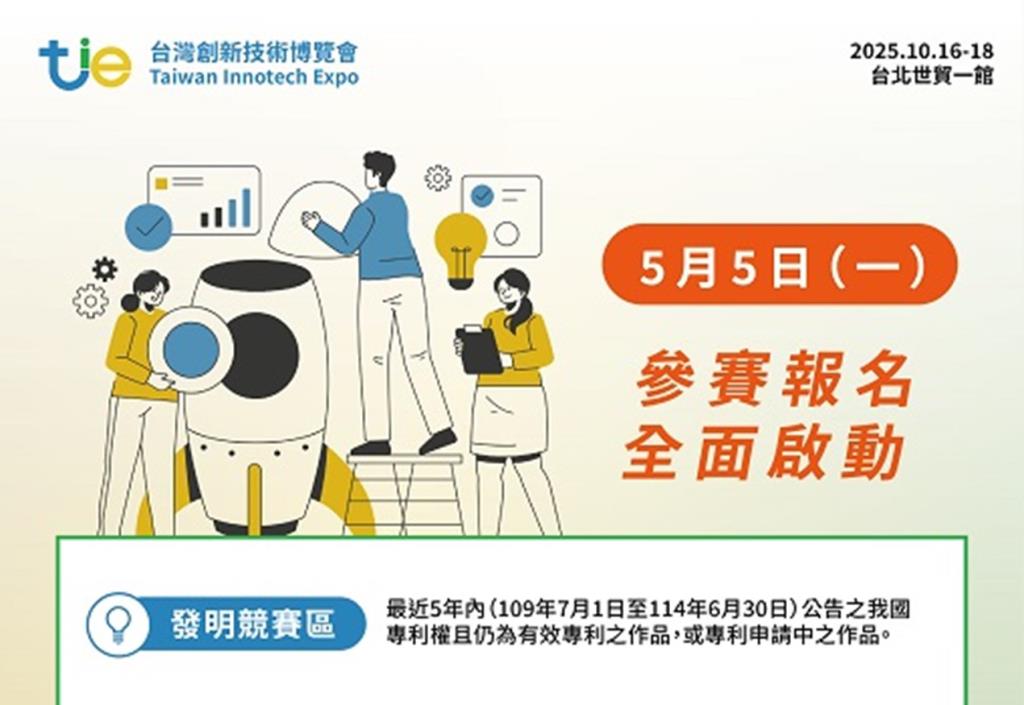 「2025台灣創新技術博覽會」發明競賽開始徵展報名囉！